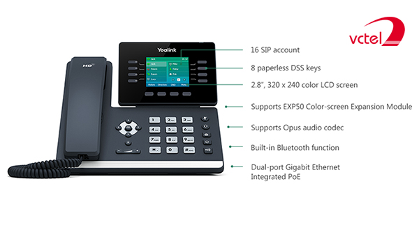 Điện thoại VOIP chính hãng Yealink SIP-T52S bảo hành 12 tháng vctel