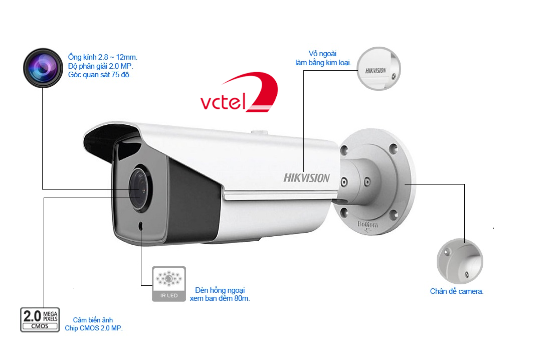 Lắp camera an ninh giá rẻ Hikvision DS-2CE16D0T-IT3 chất lượng cao vctel