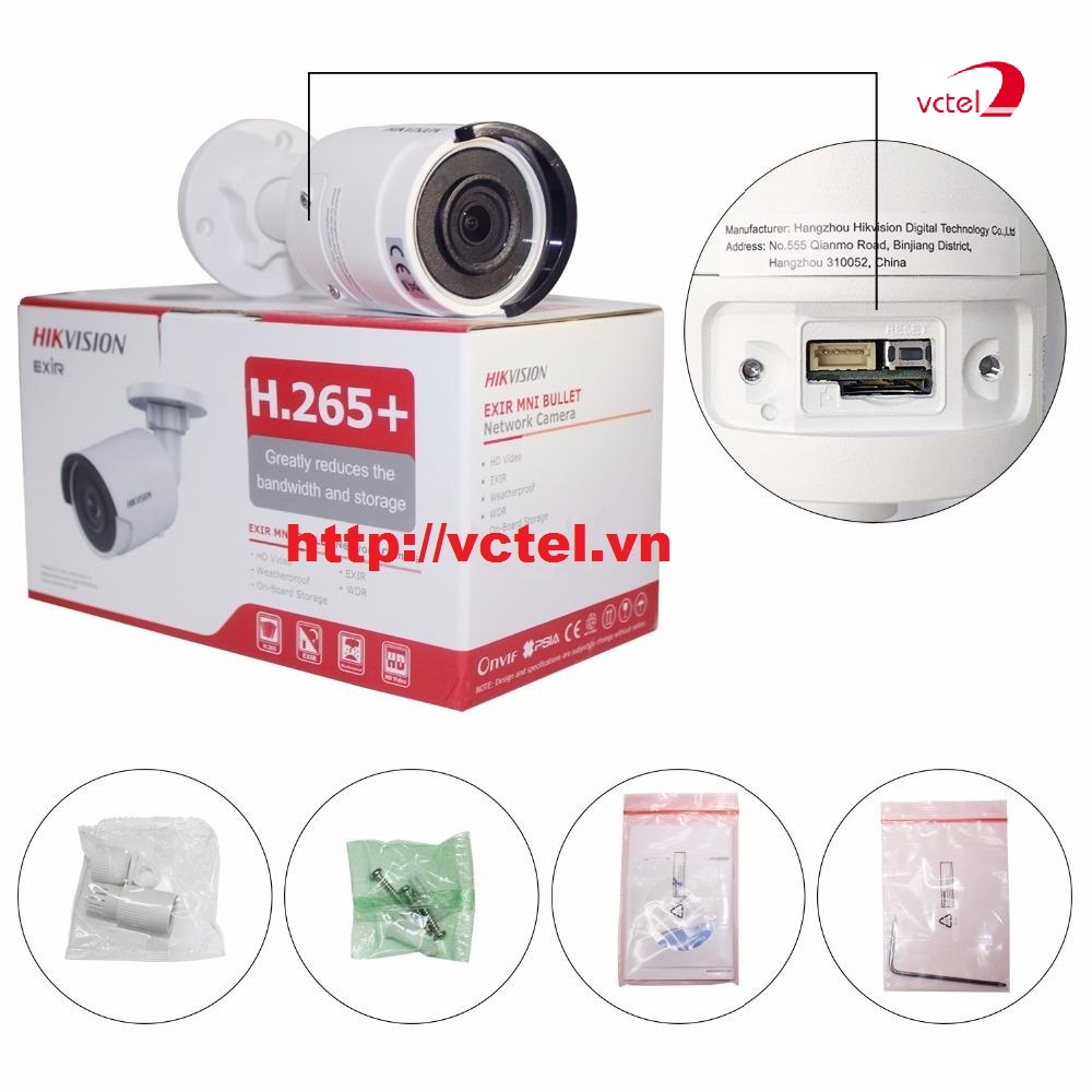 Bộ sản phẩm Camera giám sát an ninh ngoài trời Hikvision DS-2CD2055FWD-I vctel